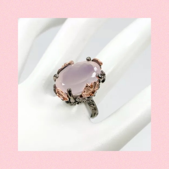 🌸HANDCRAFTED NATURAL ROSE QUARTZ STERLING RING🌸 - Picture 3 of 6